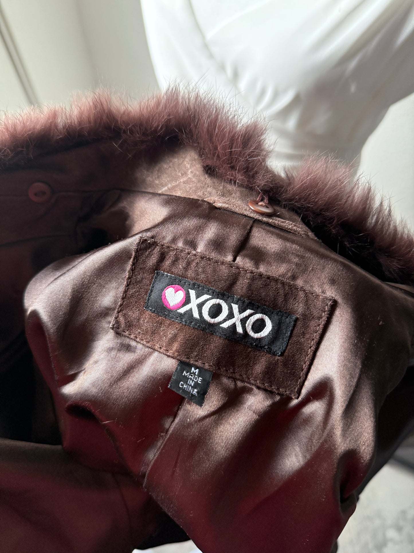 Fur Trim Brown Suede Jacket