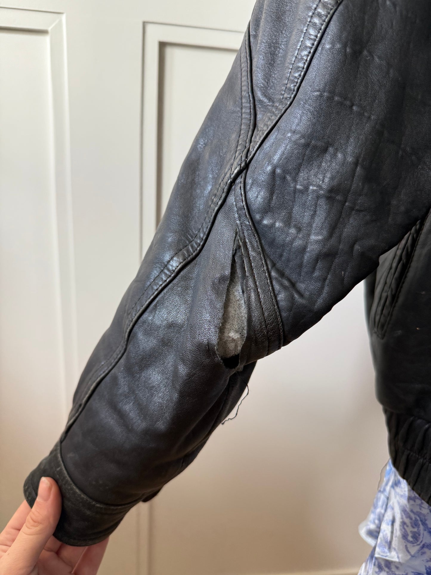 Black Leather Bomber