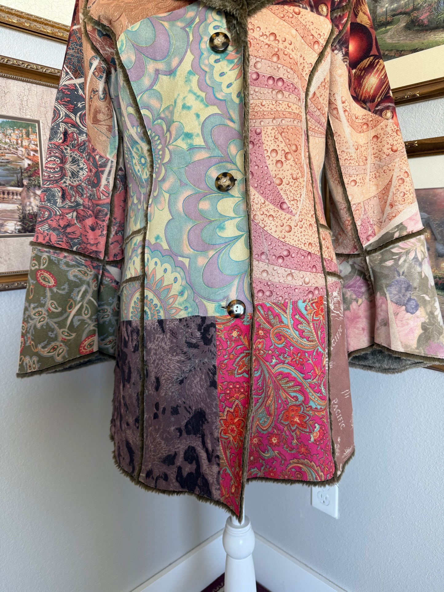 Fur Lined Colorful Coat