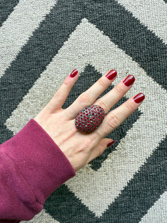 Red Rhinestone Egg Ring (7.5)