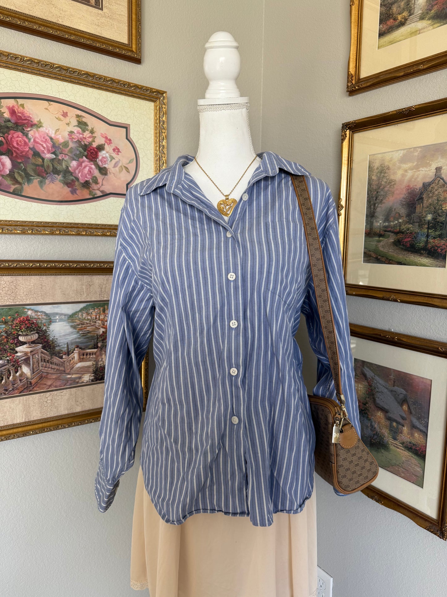 LL Bean Striped Button Up