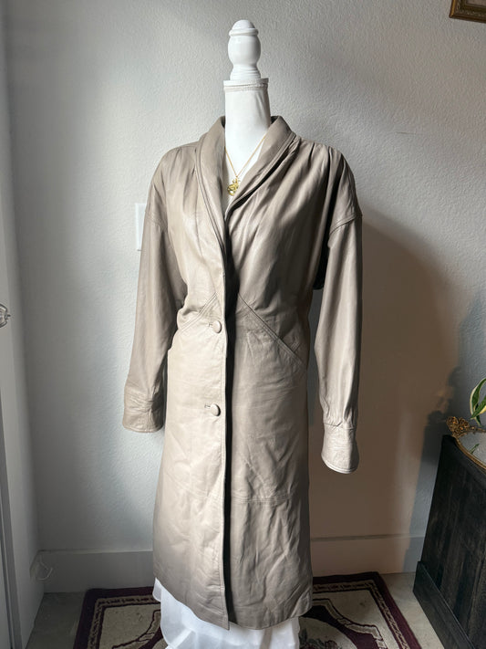 Gray Leather Trench Coat