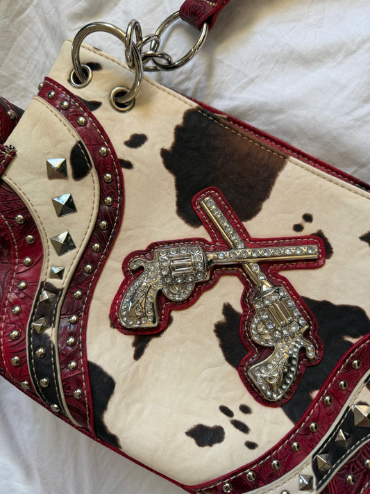 Cowhide Rhinestone Purse