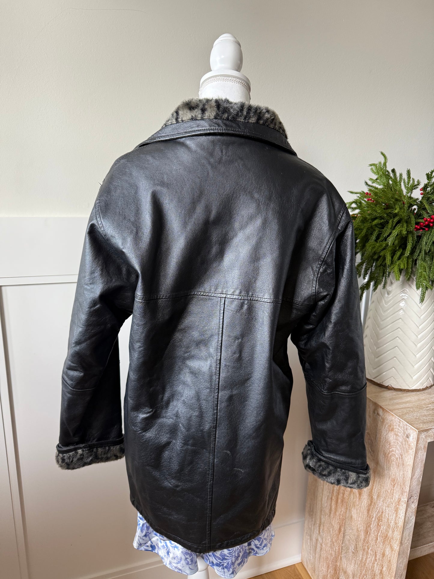 Reversible Faux Fur & Leather Coat