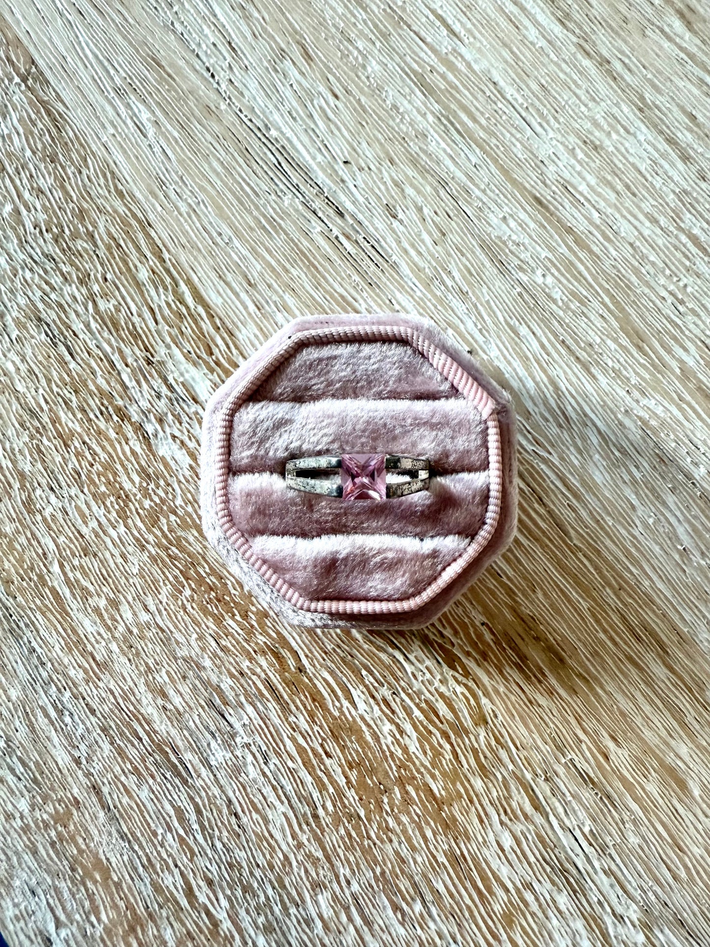 Sterling Pink Square Ring (8.5)