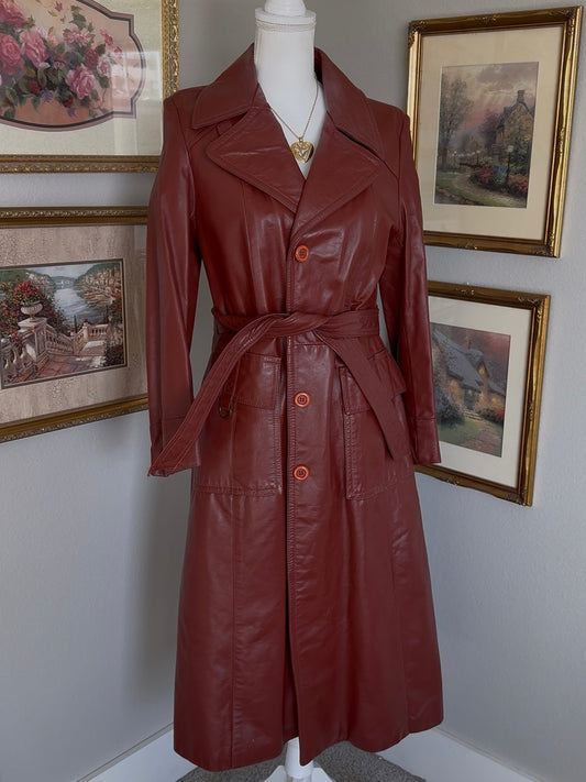 Red Leather Trench Coat