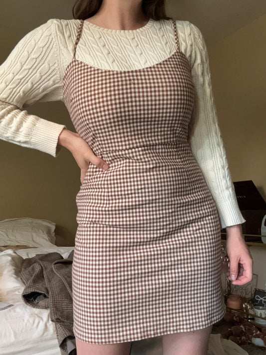 Brown Gingham Dress
