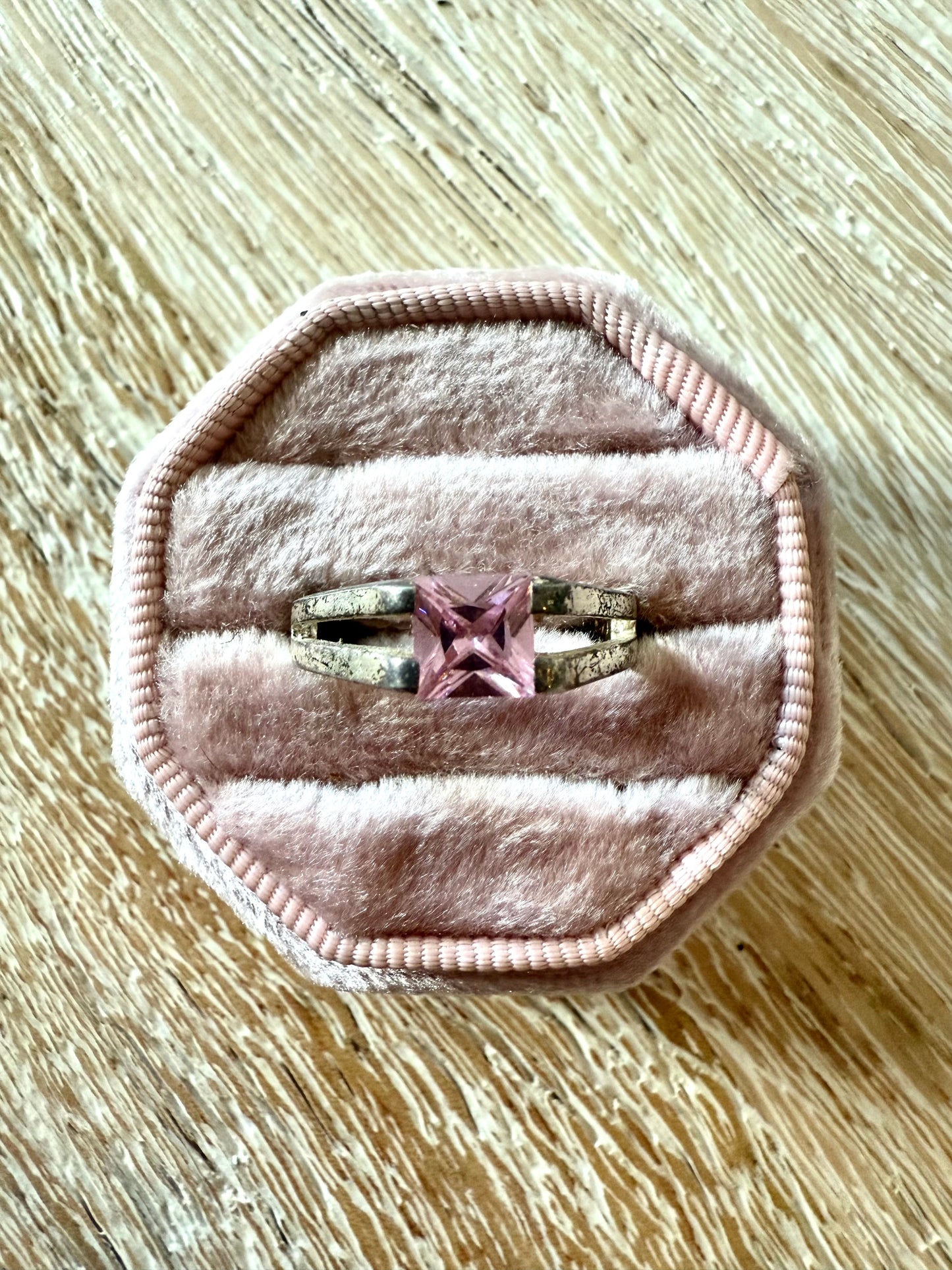 Sterling Pink Square Ring (8.5)