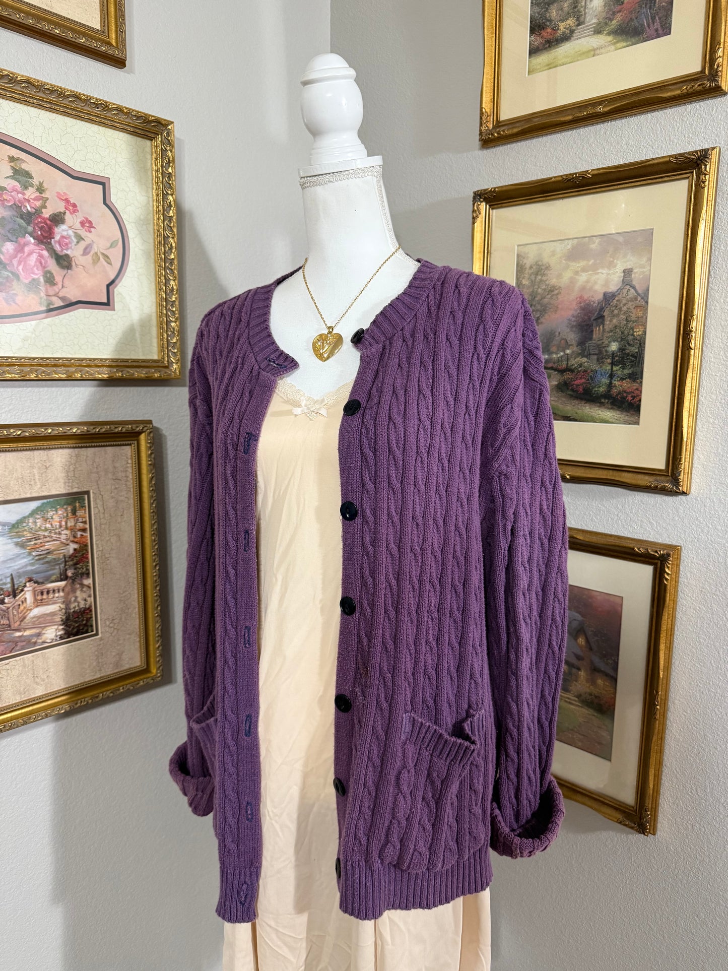 Purple Vintage Chunky Knit Sweater
