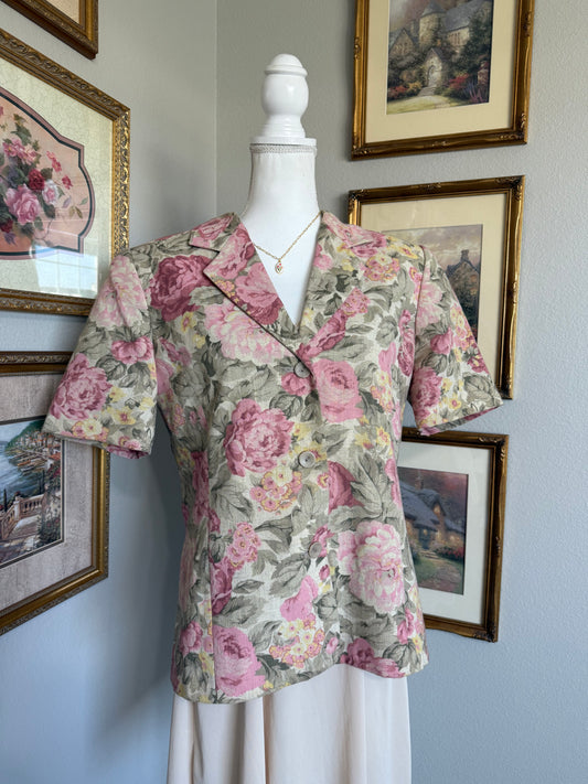 Grandma's Couch Floral Button Up