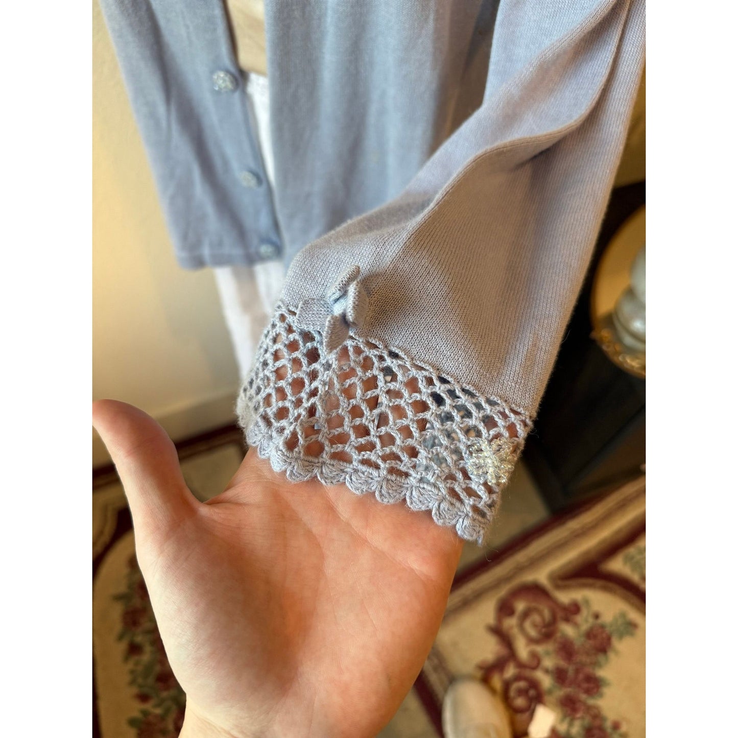 Periwinkle Beaded Lace Top