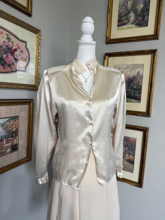 White Silk Lace Top