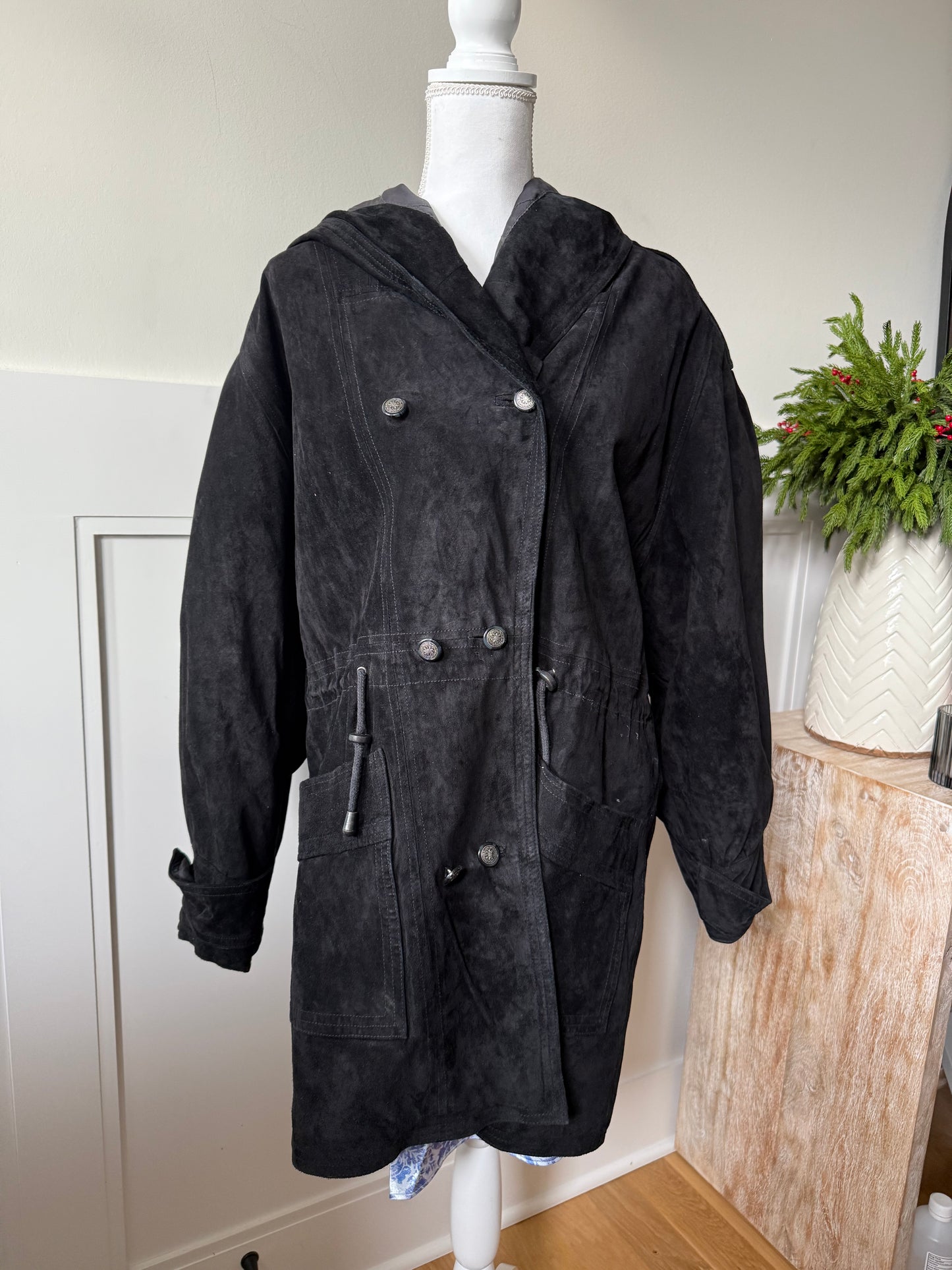 G-III Suede Hooded Trench