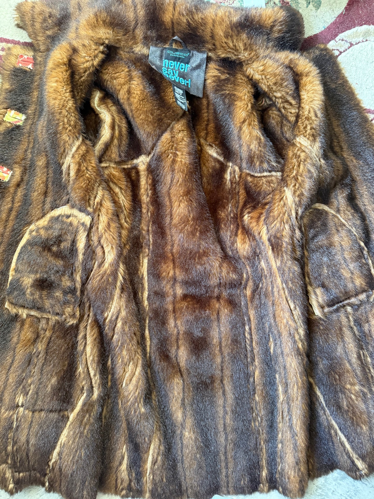 Fur Lined Colorful Coat