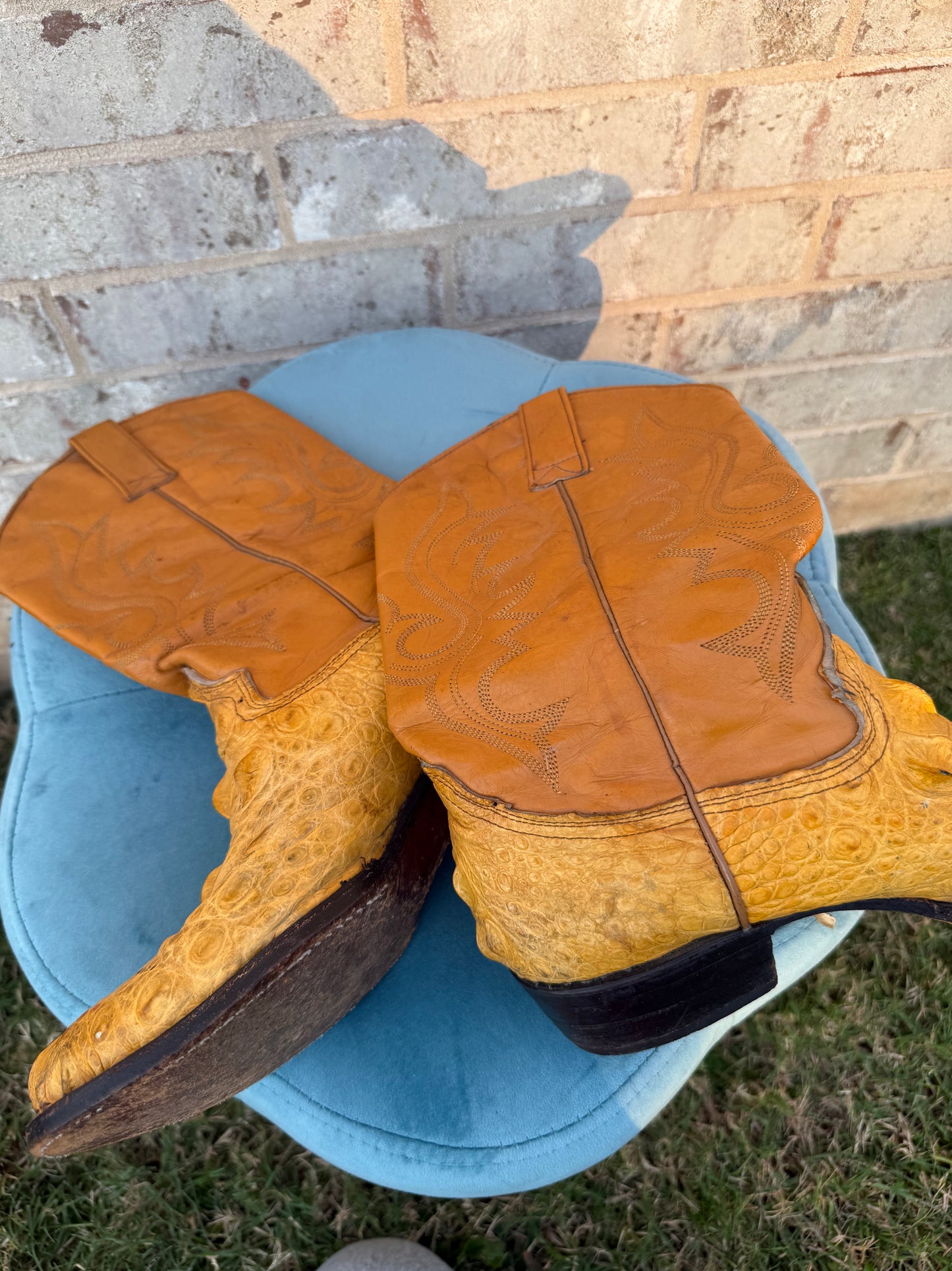 Yellow Ostrich Boots