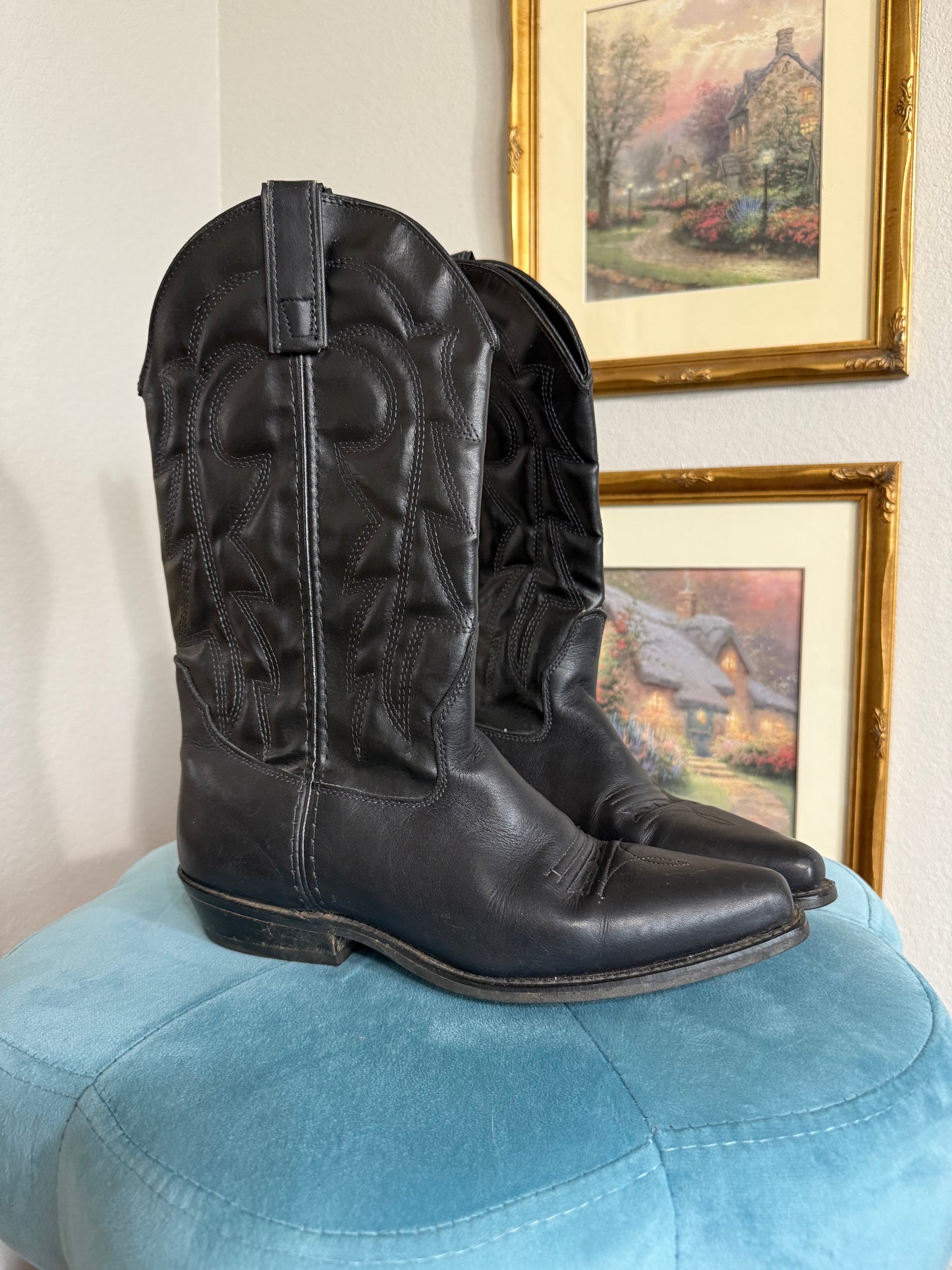 Vintage Capezio Black Western Cowboy Boots