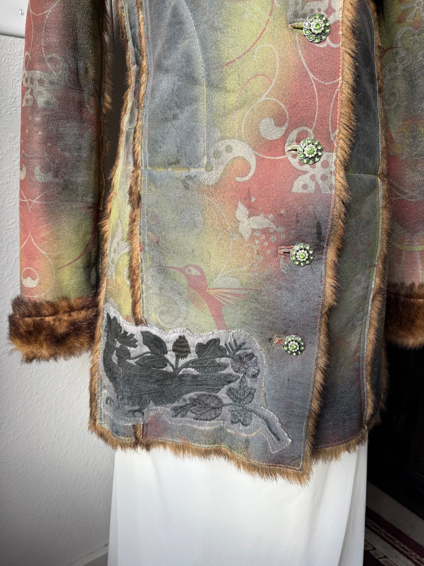 Fur Lined Colorful Coat