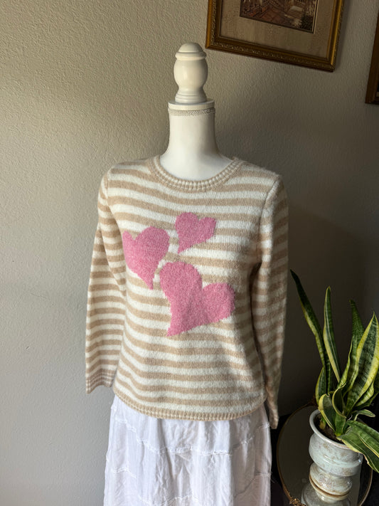 S - Striped Heart Sweater
