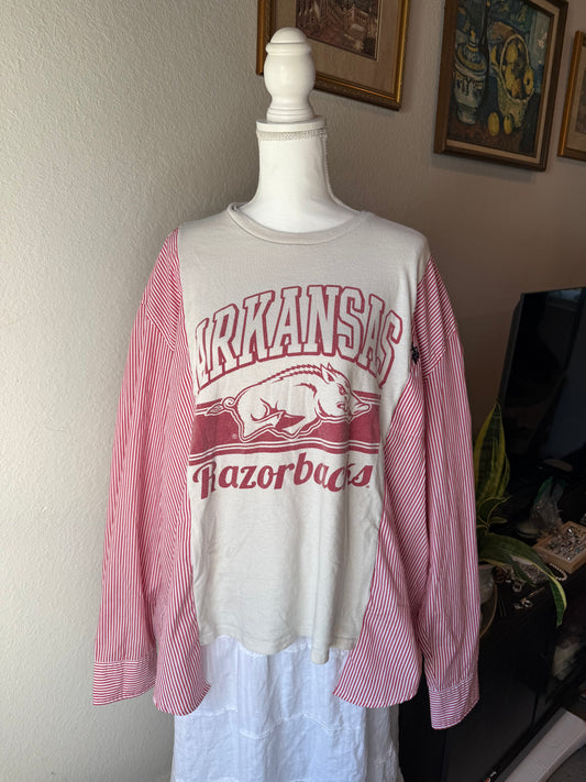 Arkansas Striped Button Up