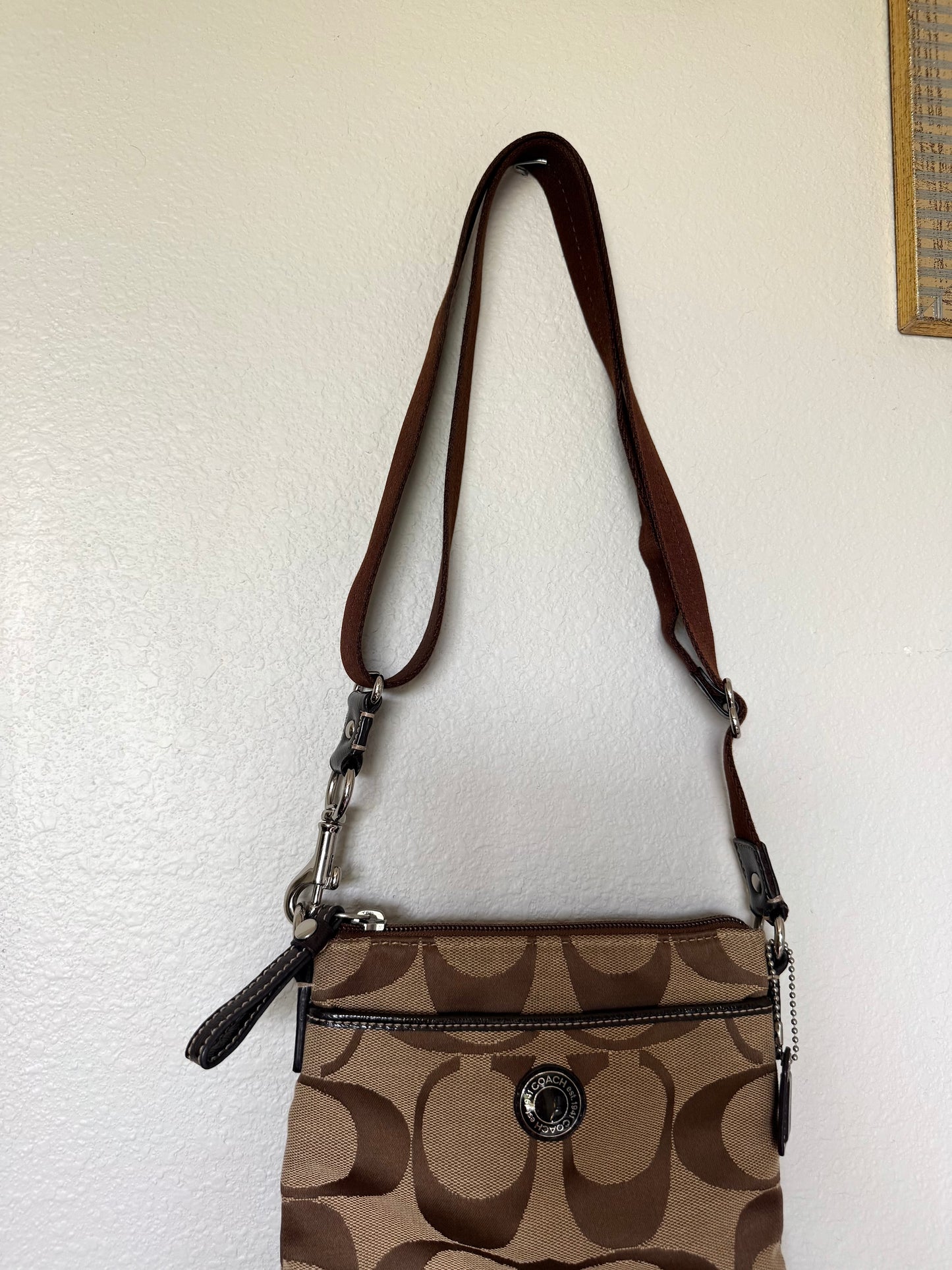 Coach Monochrome Brown Adjustable Crossbody Bag