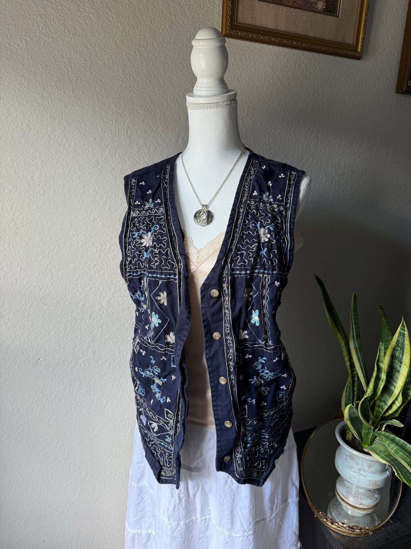 XXL - Navy Floral Vest