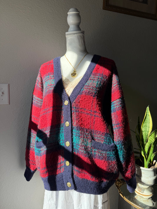 Mohair Plaid Cardigan