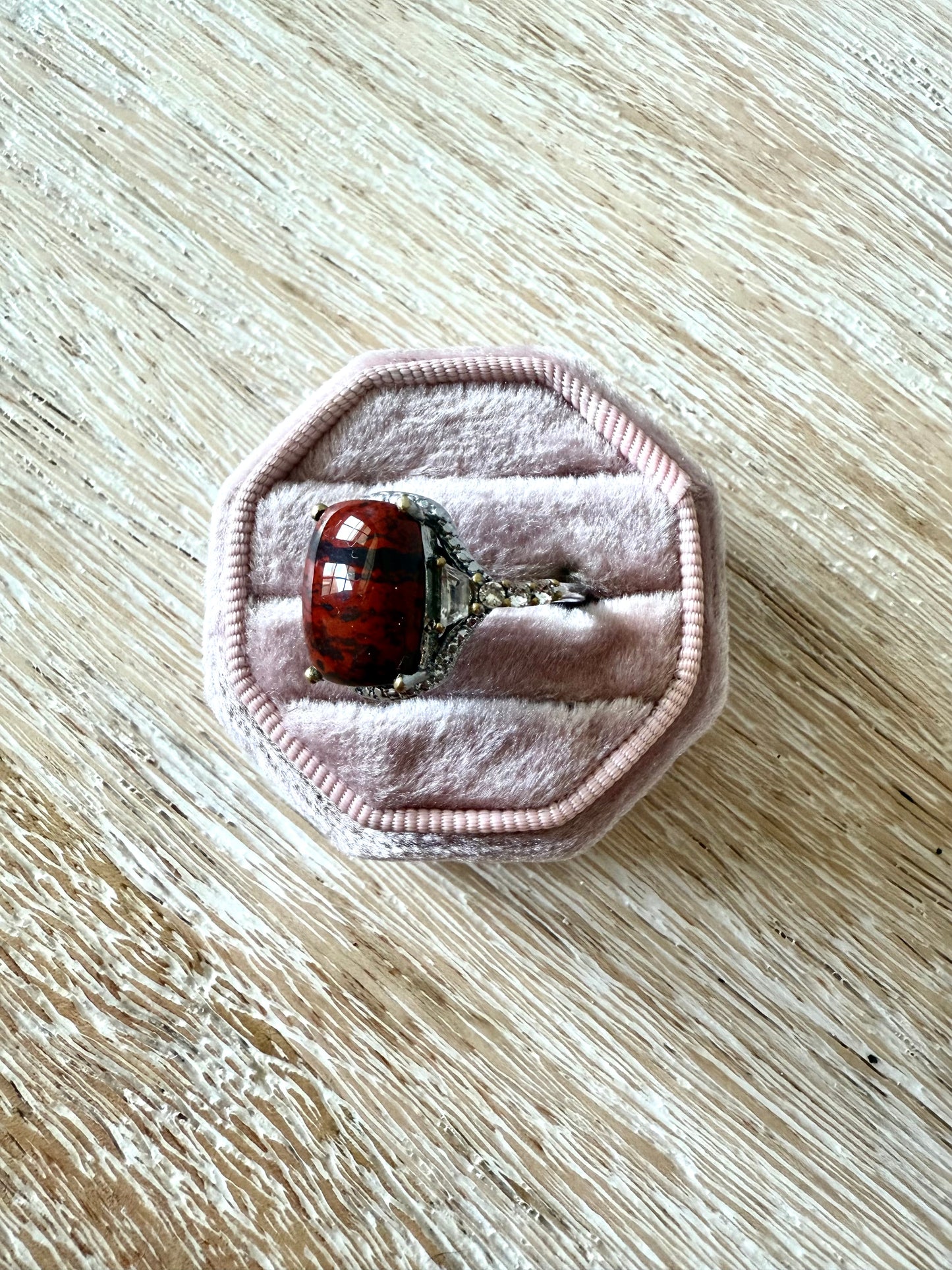 Steel Red Jasper Ring (7.75)