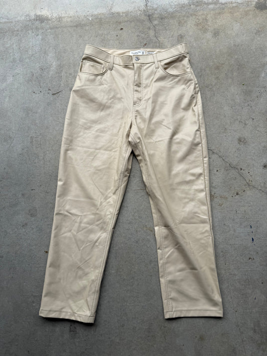 Cream Leather Pants