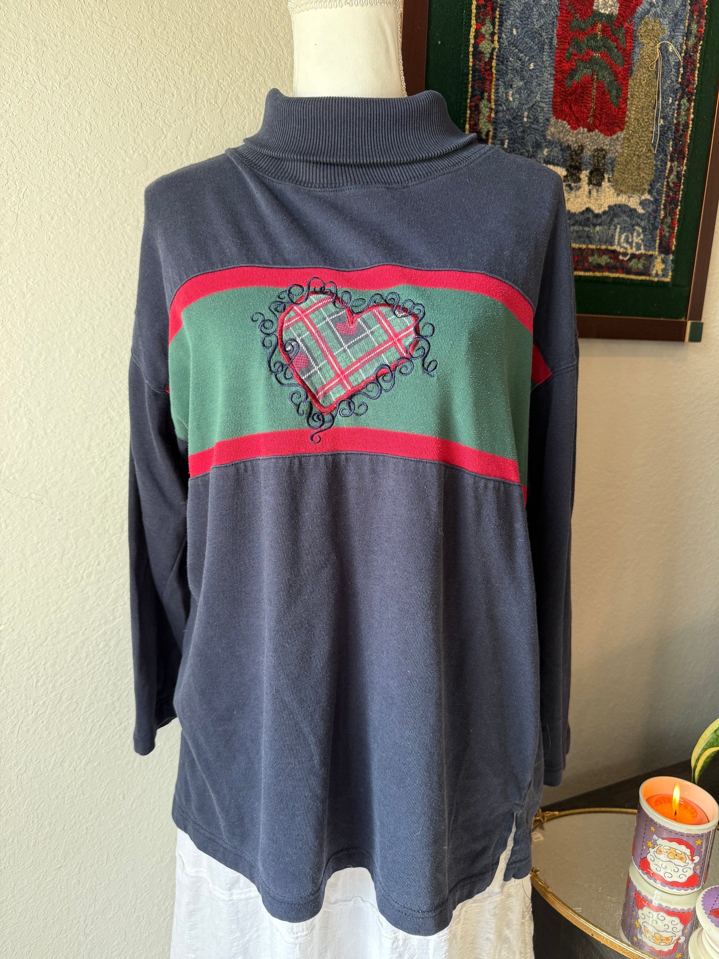 Plaid Heart Turtleneck