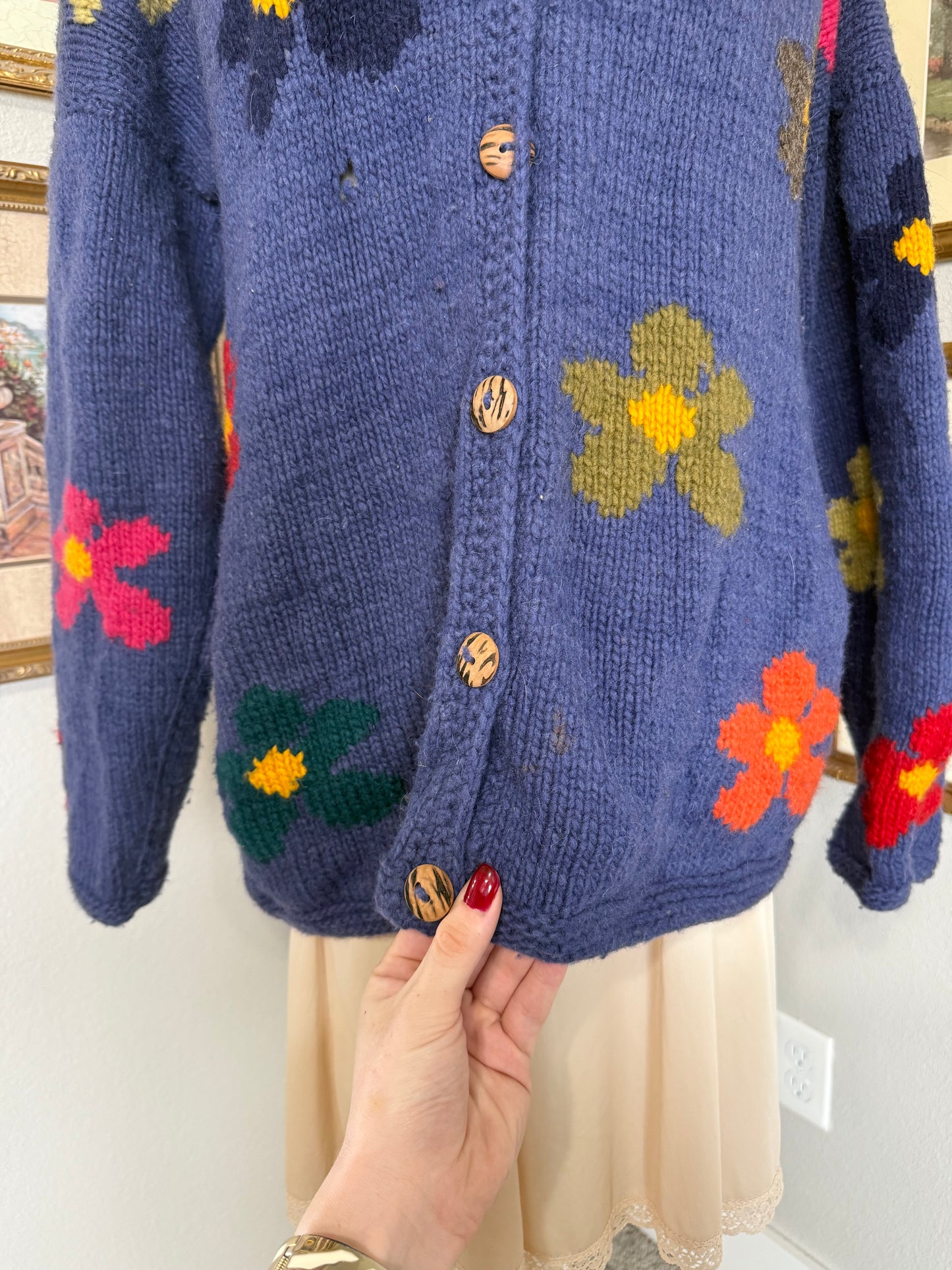 Daisy Knit Handmade Cardigan Sweater