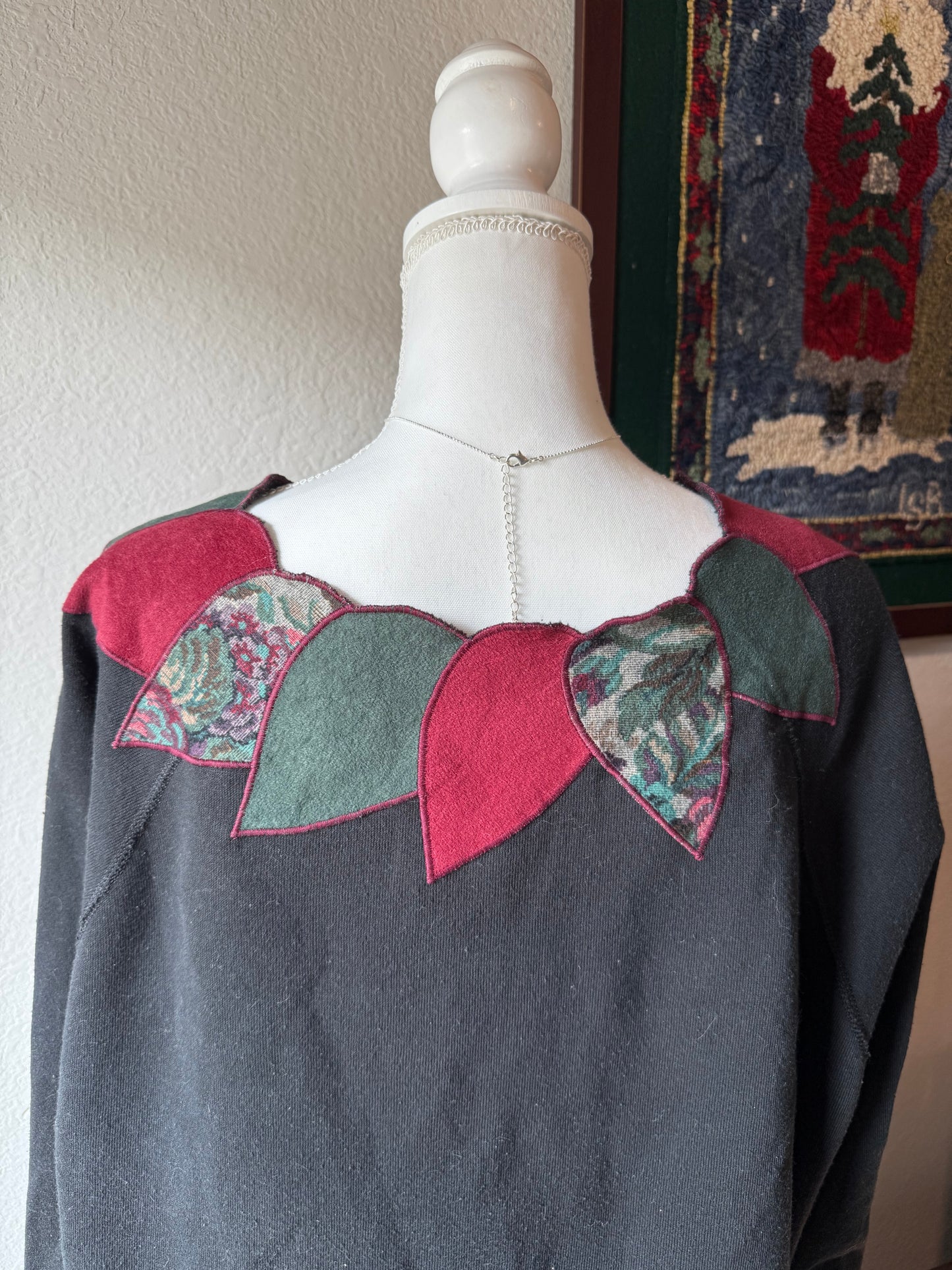 Leaves Embroidered Crewneck