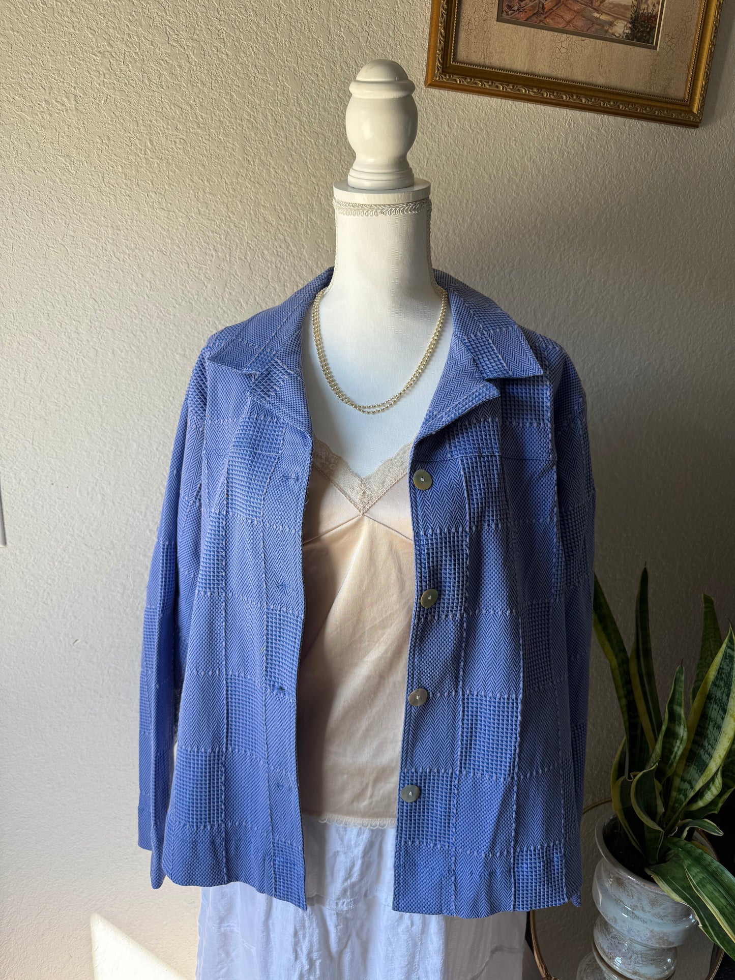 L - Purple Patchwork Button Up