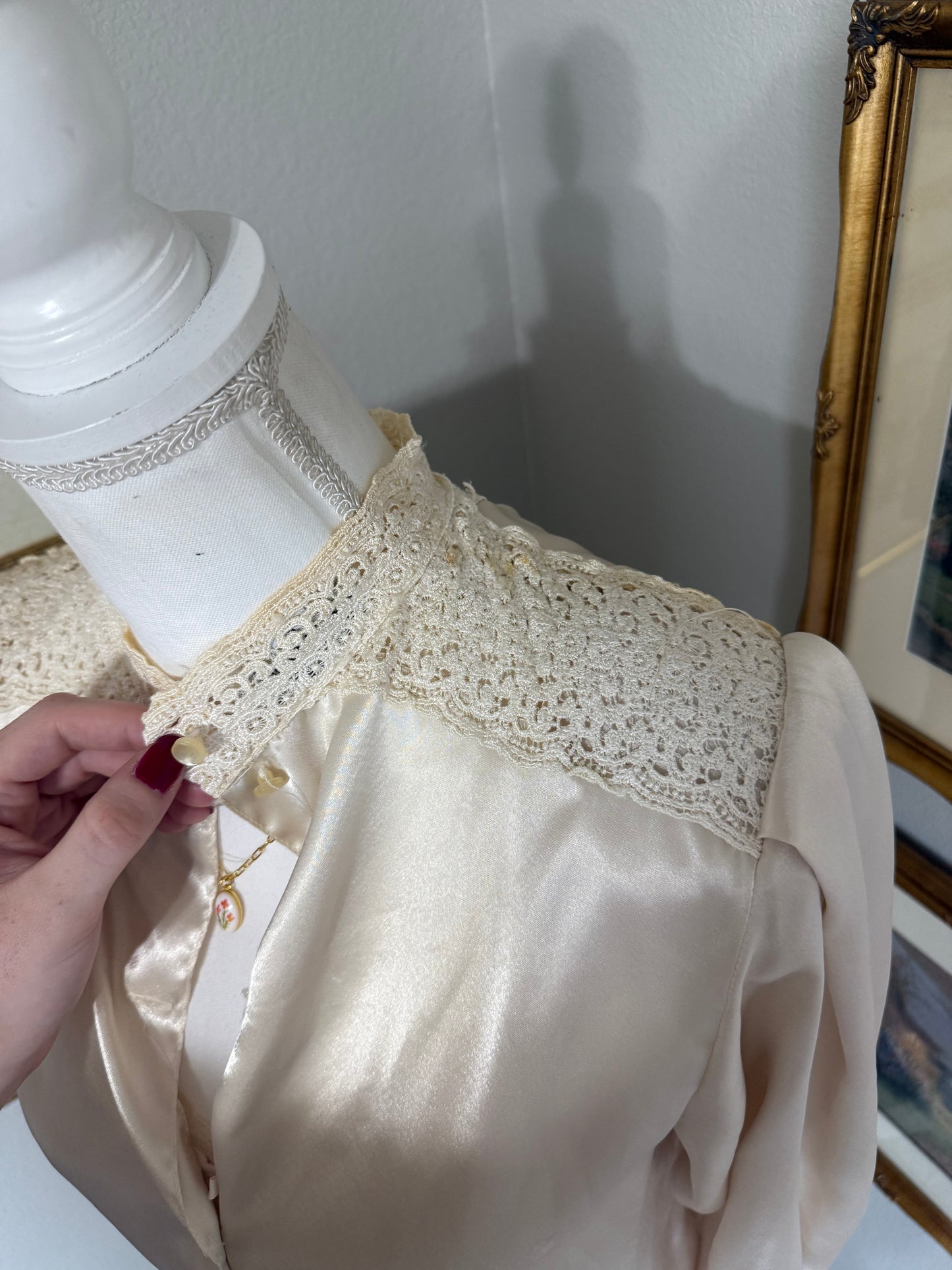 White Silk Lace Top