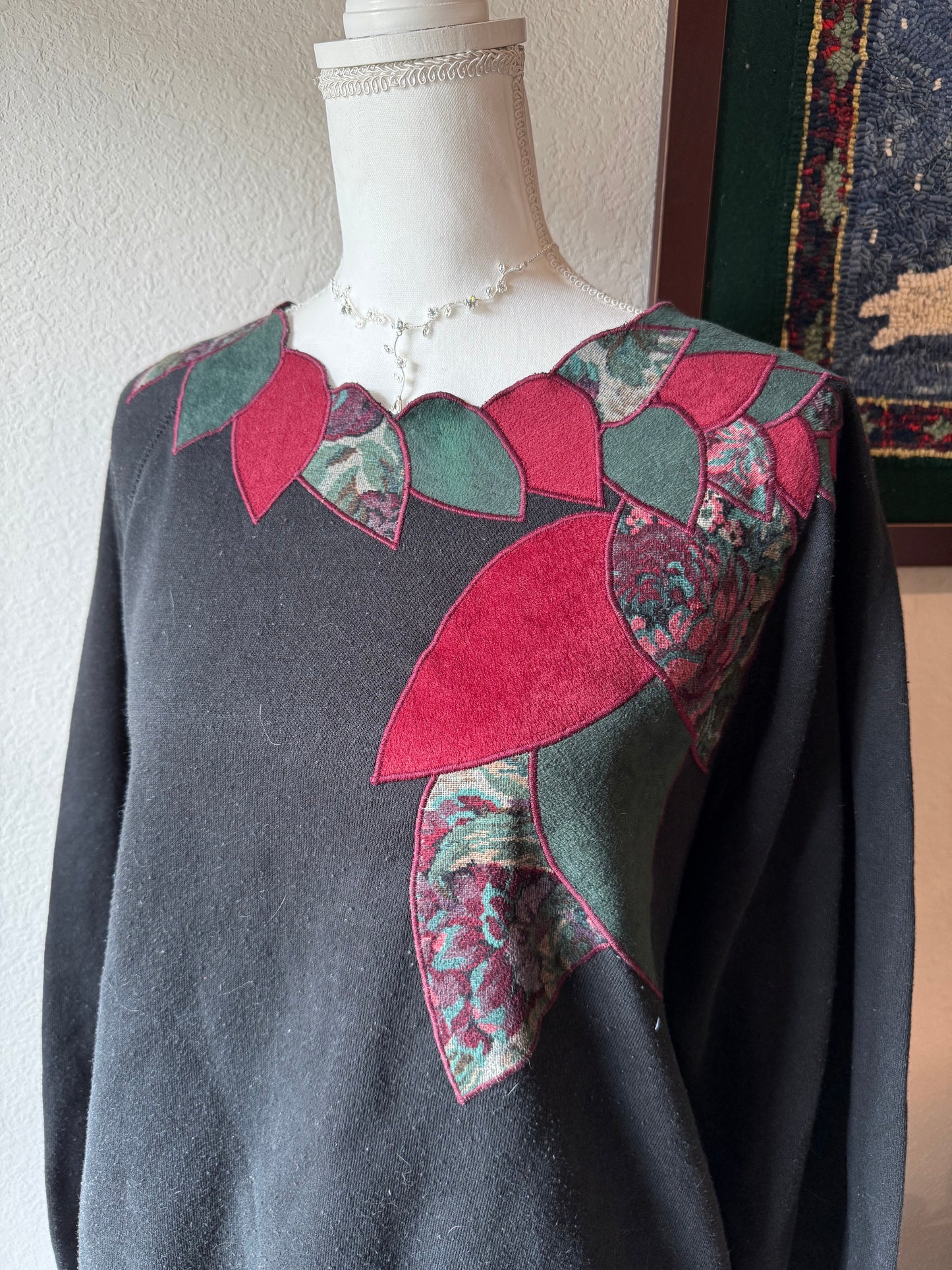 Leaves Embroidered Crewneck