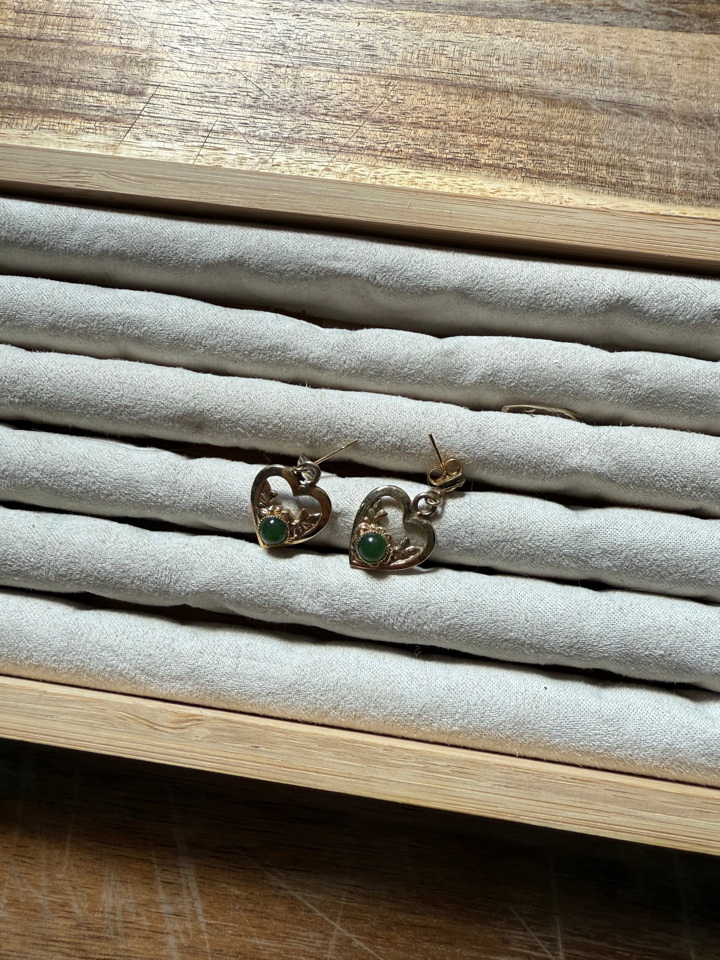 Jade & Gold Heart Earrings