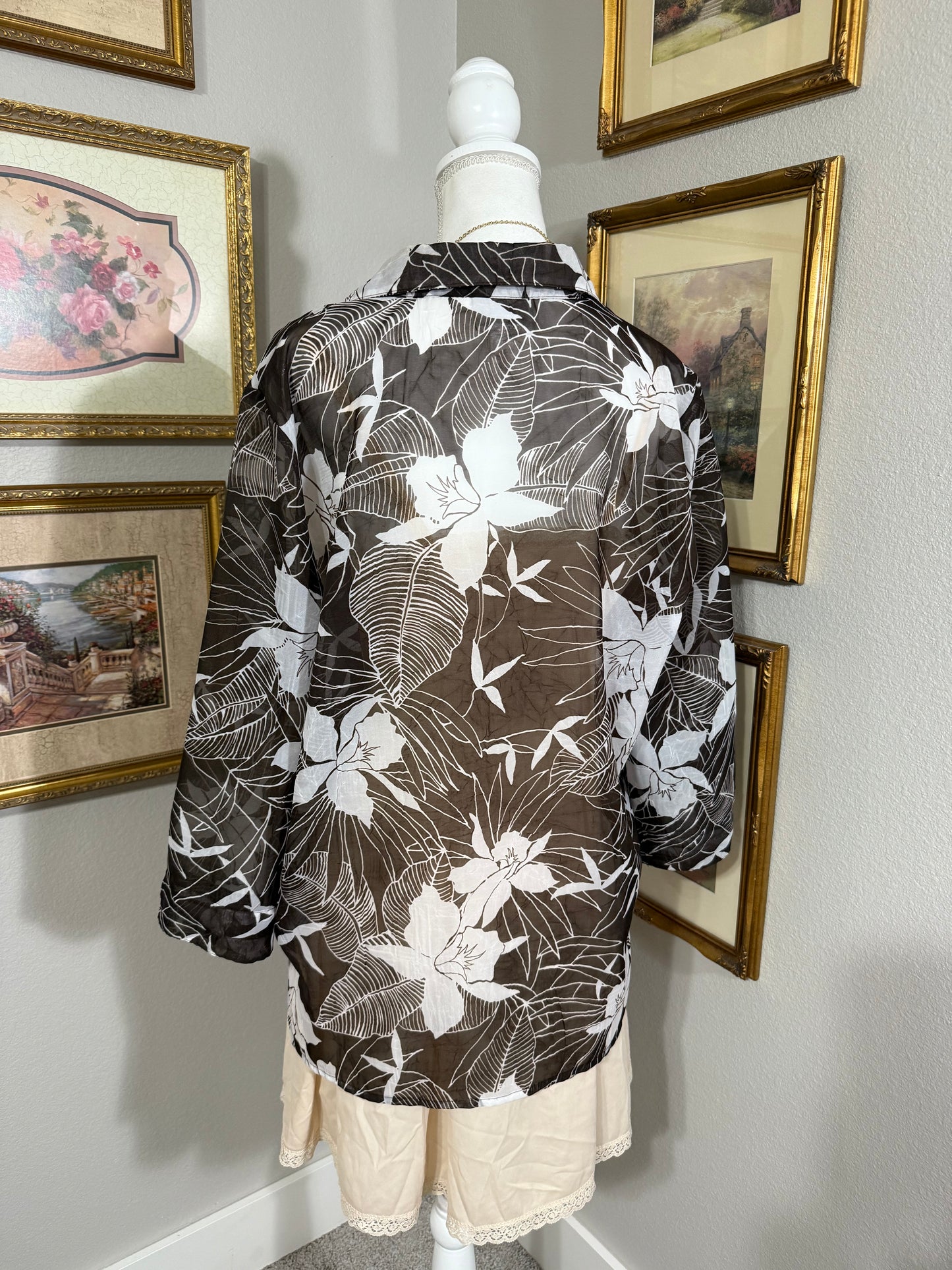 Sheer Hawaiian Button Up