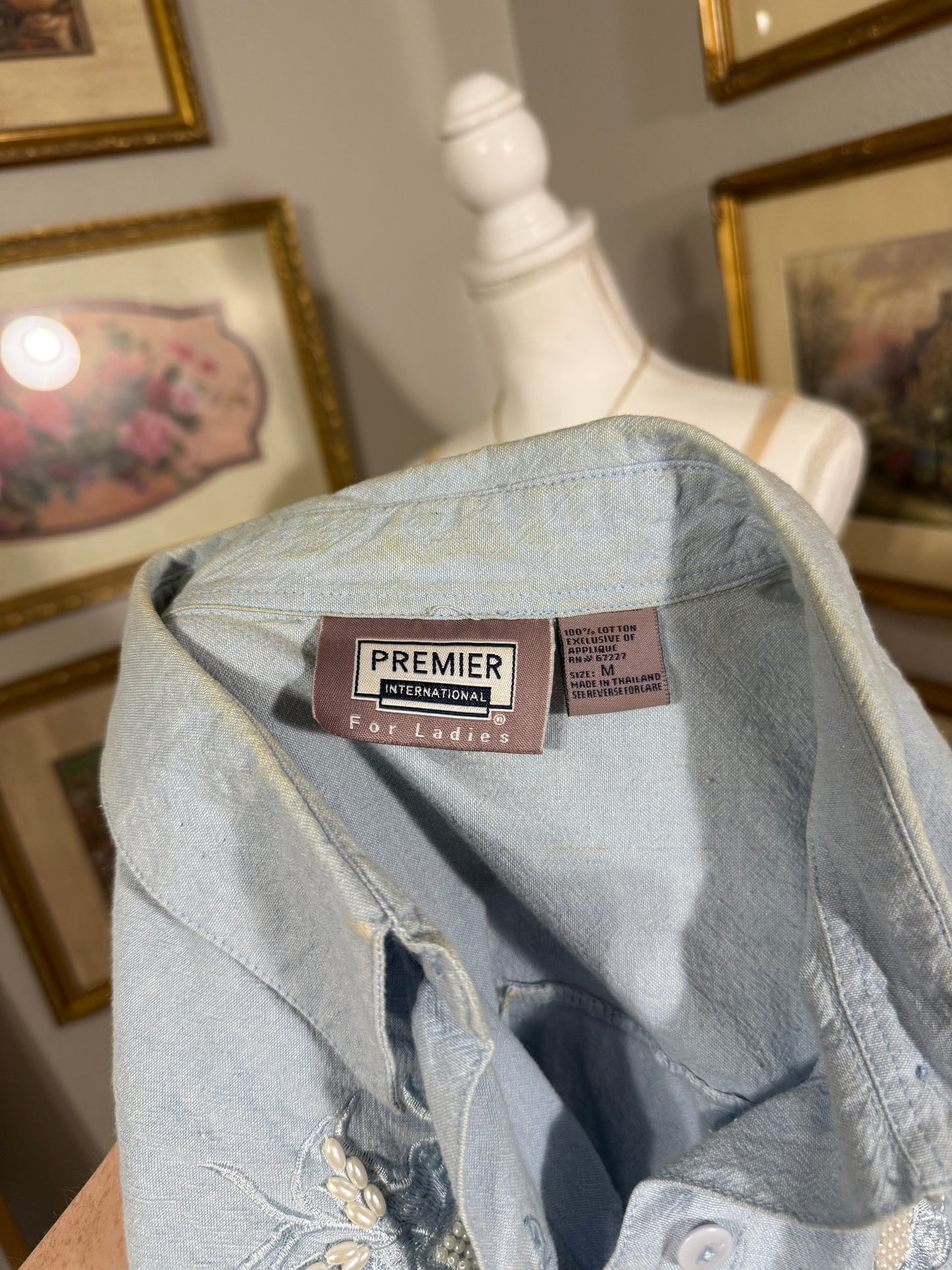 Pearl Beaded Denim Shirt