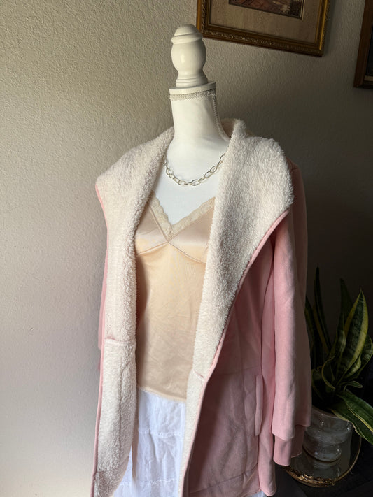 XL - Pink Suede Fur Coat