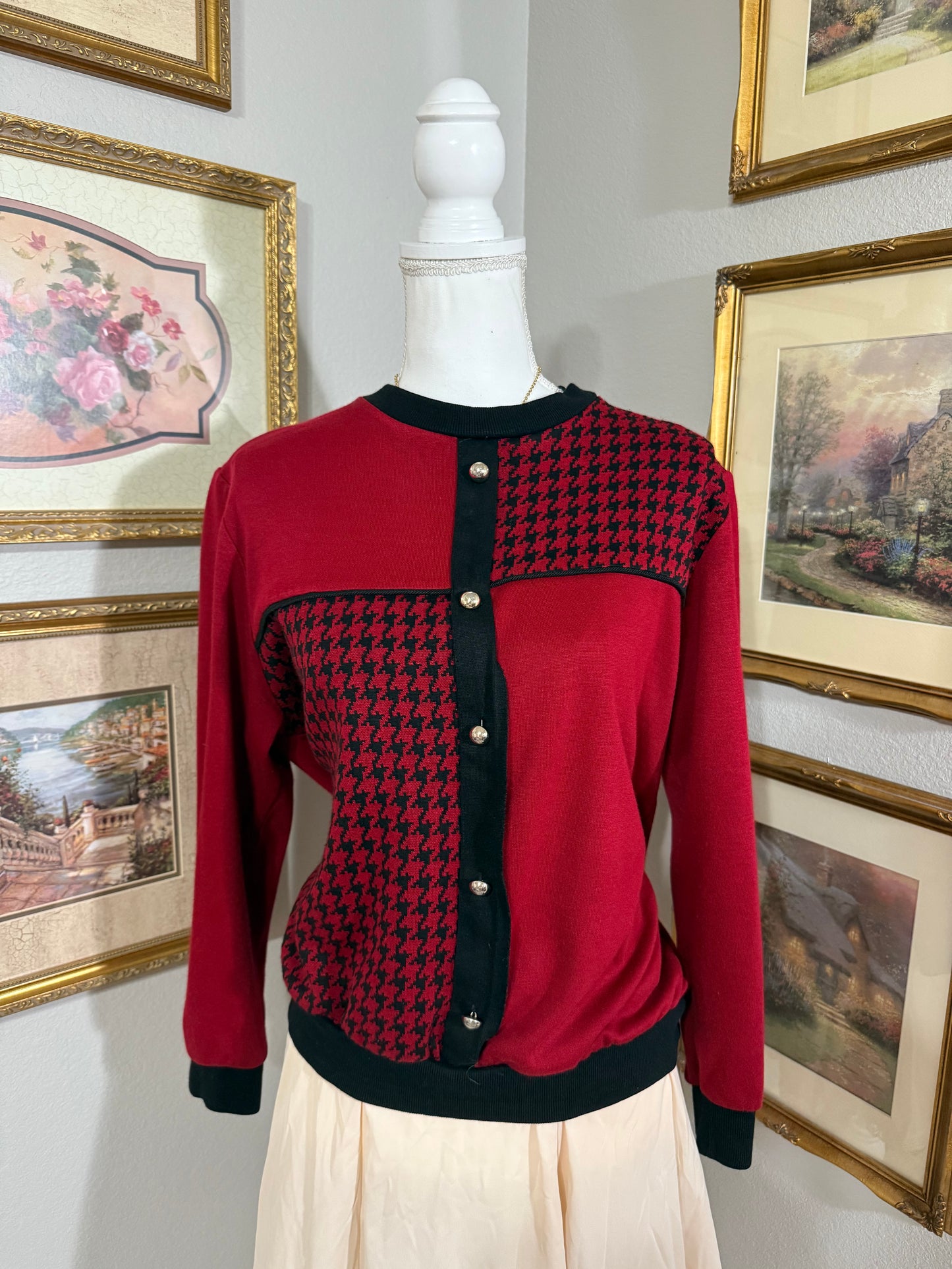 Red Houndstooth Sweater