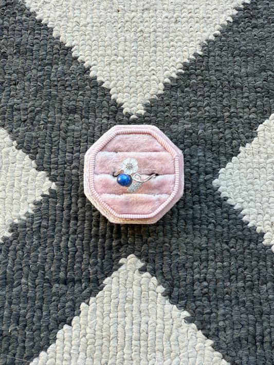 Sterling Blue Pearl Flower Ring (7.5-8)