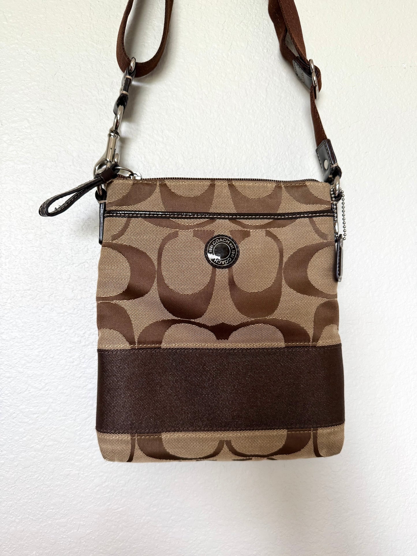 Coach Monochrome Brown Adjustable Crossbody Bag