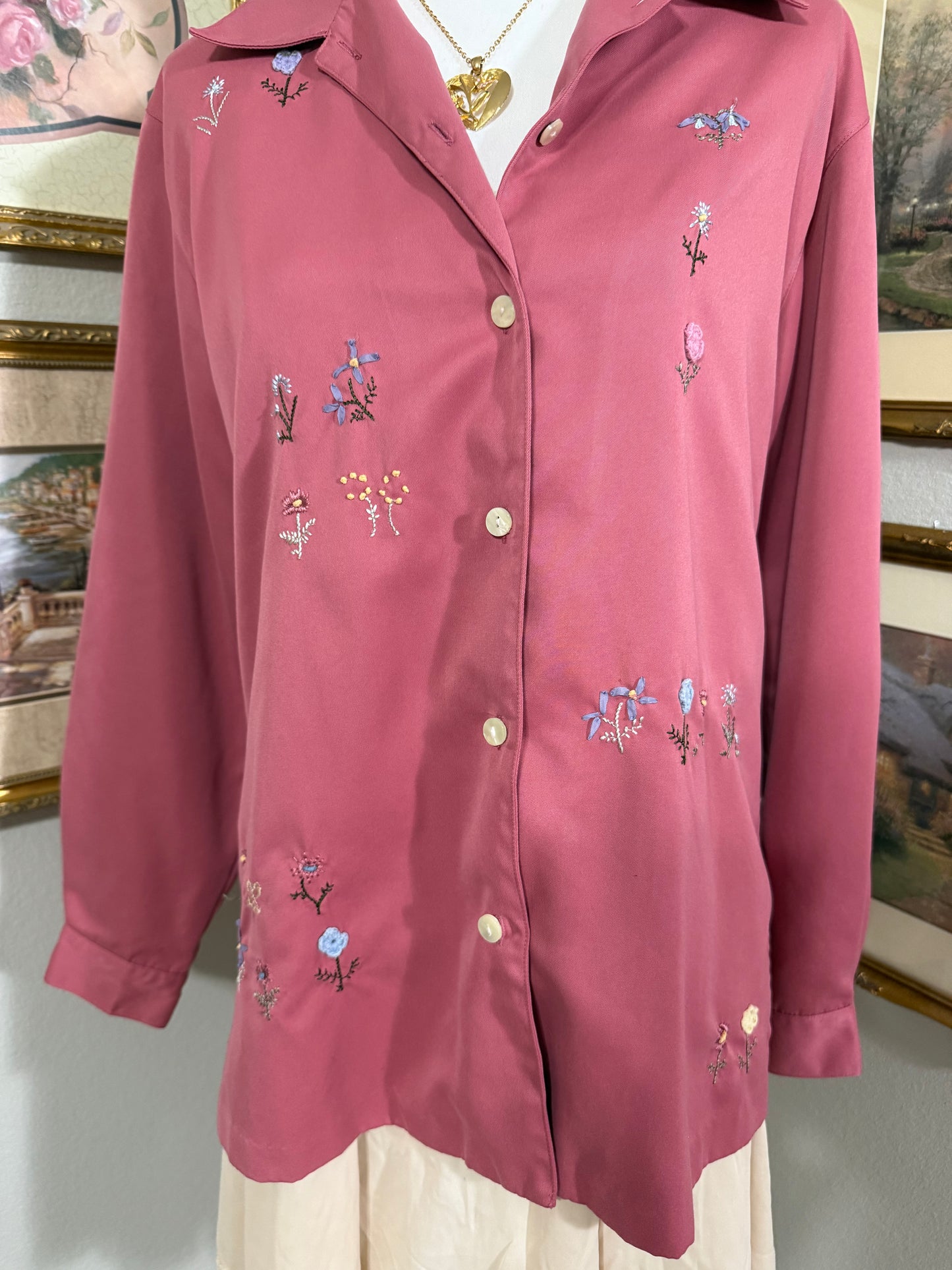 Pink Floral Button Up