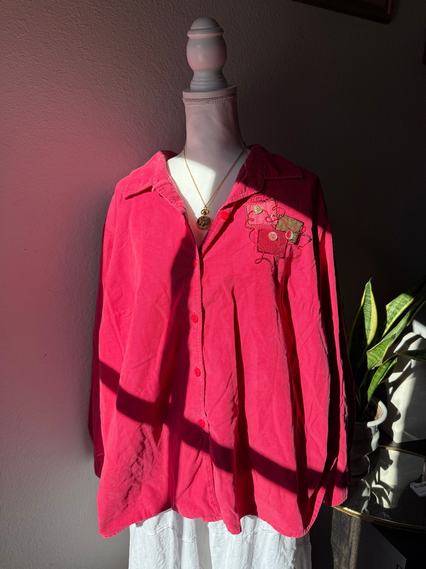 Pink Corduroy Button Up