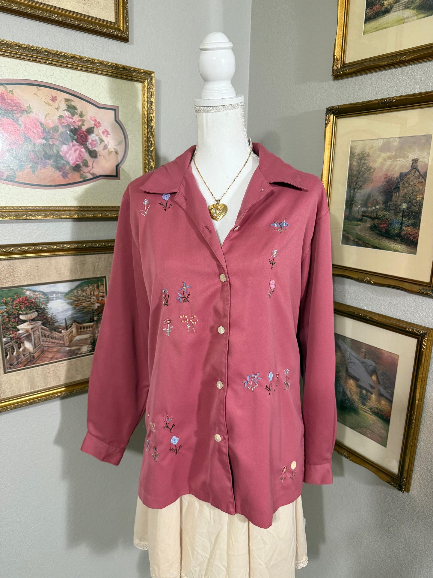 Pink Floral Button Up