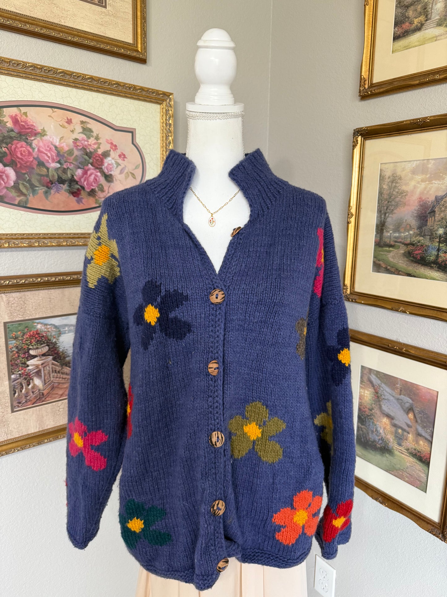 Daisy Knit Handmade Cardigan Sweater