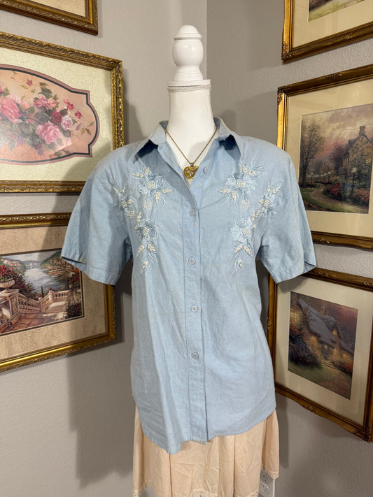 Pearl Beaded Denim Shirt