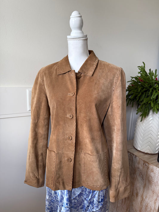 Brown Suede Button Up Jacket