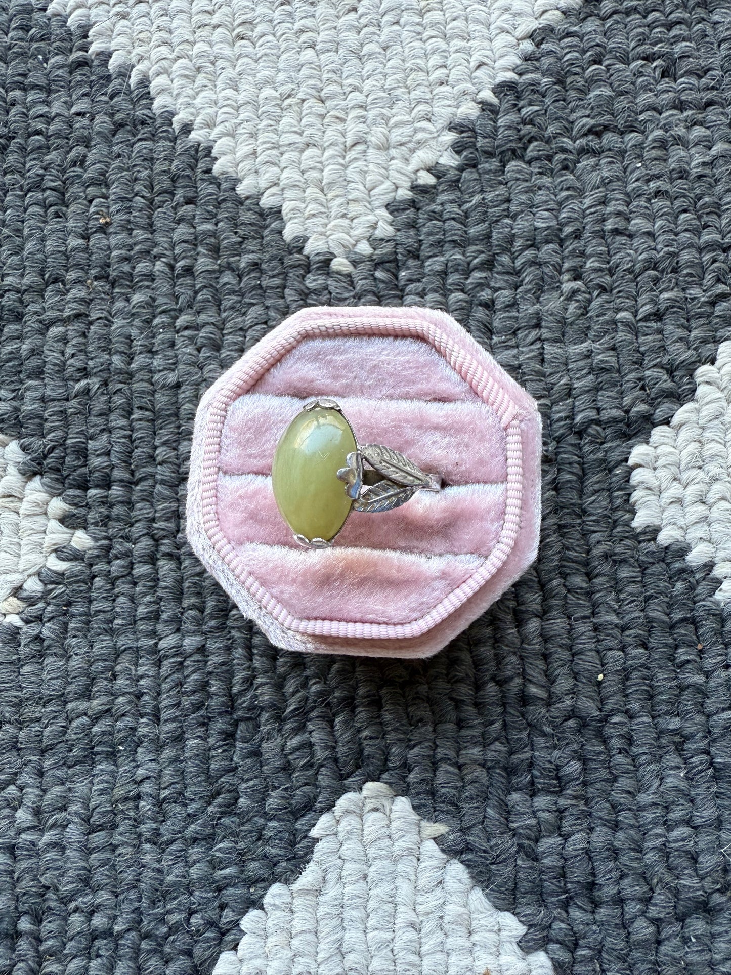 Sterling Leaf Green Ring (6.5)