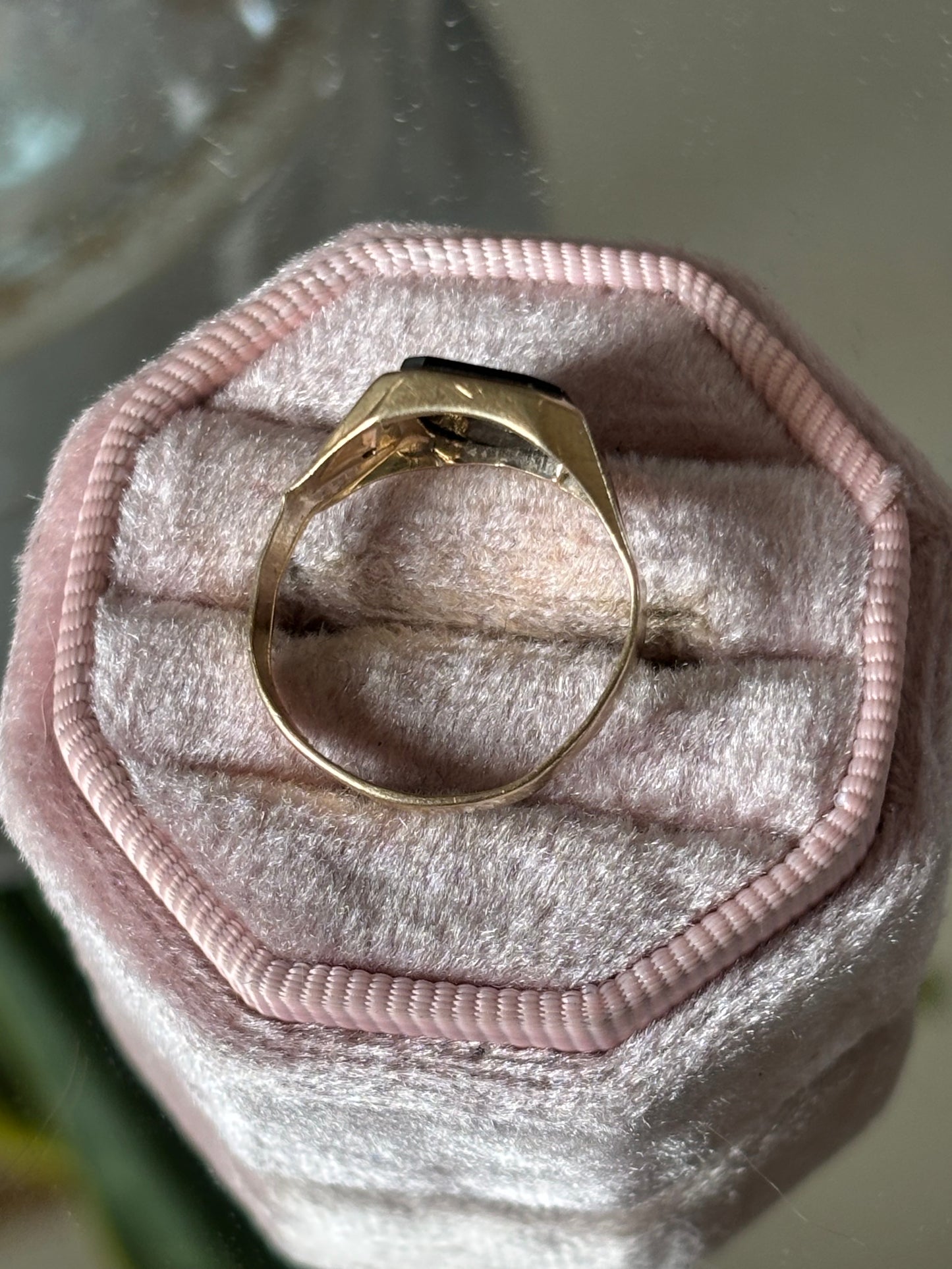 10k Yellow Gold Onyx Signet Ring with Diamond Accents