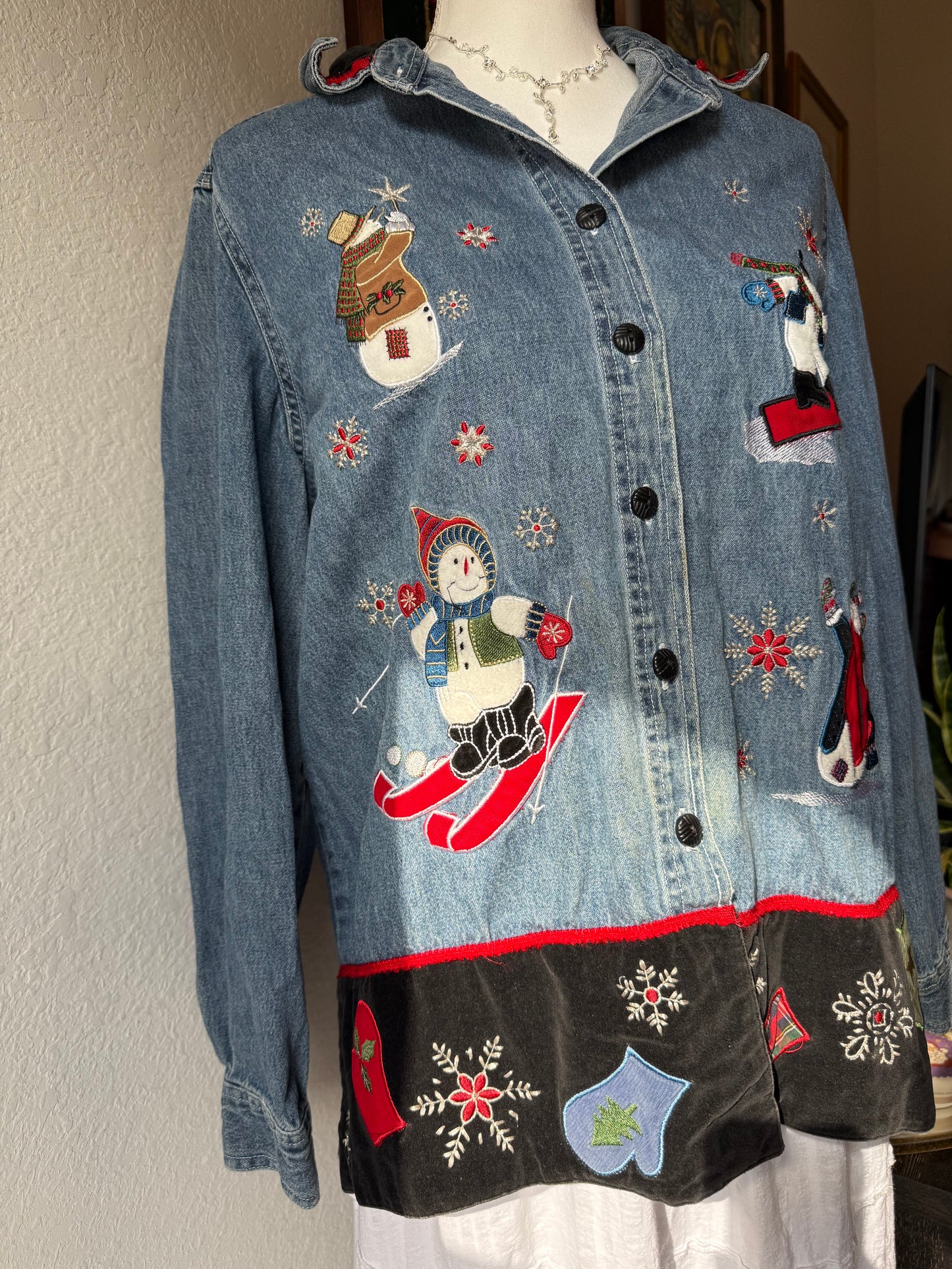 Denim Snowmen